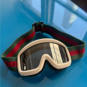 Gucci Cream and Green Sunglasses with Panoramic Lens